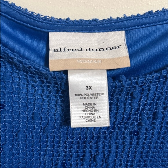 ALFRED DUNNER  Deep Blue Sheer Top - Picture 3 of 3